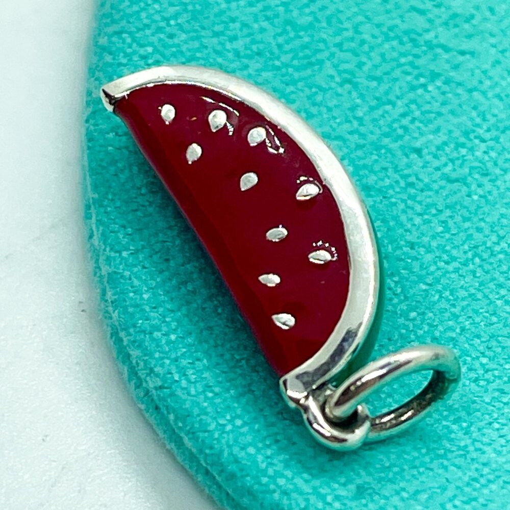 Tiffany & Co. Paloma Picasso Watermelon Charm – .925 Silver, Vintage Enamel - Picture 10 of 14